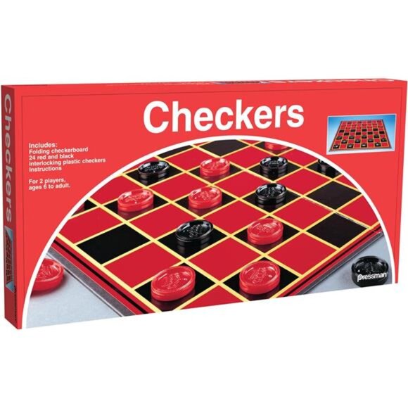 Pressman Checkers -- Classic Game With Folding Board and Interlocking Checkers - Picture 2 of 4